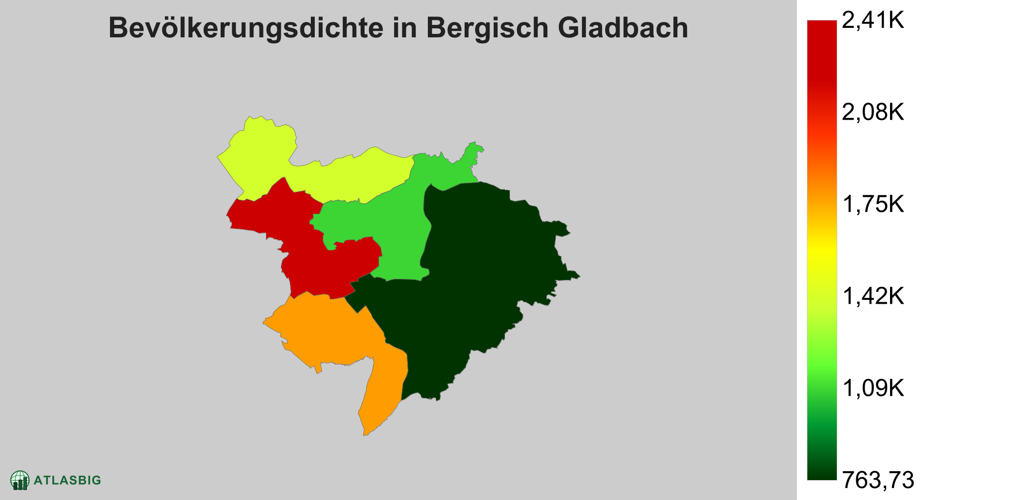 Bevölkerungsdichte in Bergisch Gladbach: Die am dichtesten besiedelten Gebiete