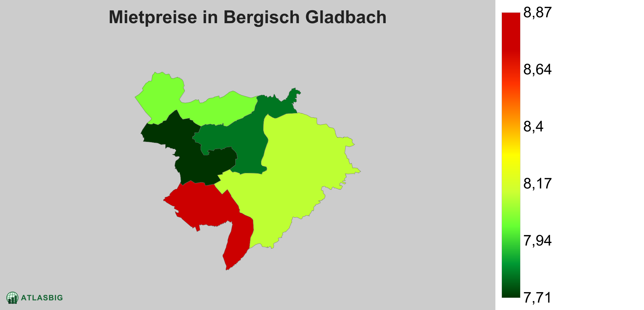 Mietpreise in Bergisch Gladbach: Durchschnittliche Kaltmiete pro m²