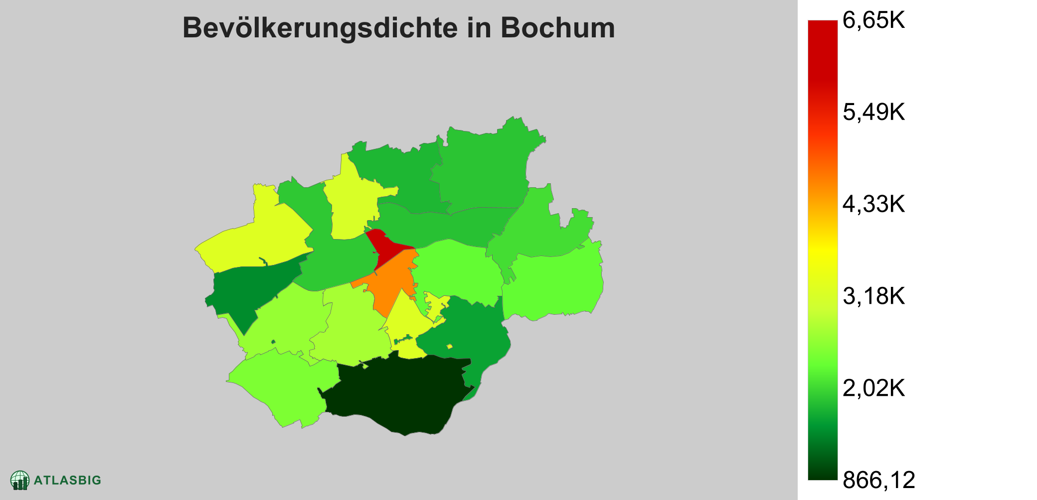 Bevölkerungsdichte in Bochum: Die am dichtesten besiedelten Gebiete