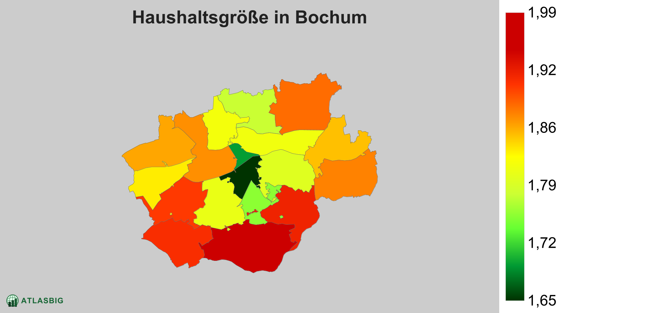 Durchschnittliche Haushaltsgröße in Bochum