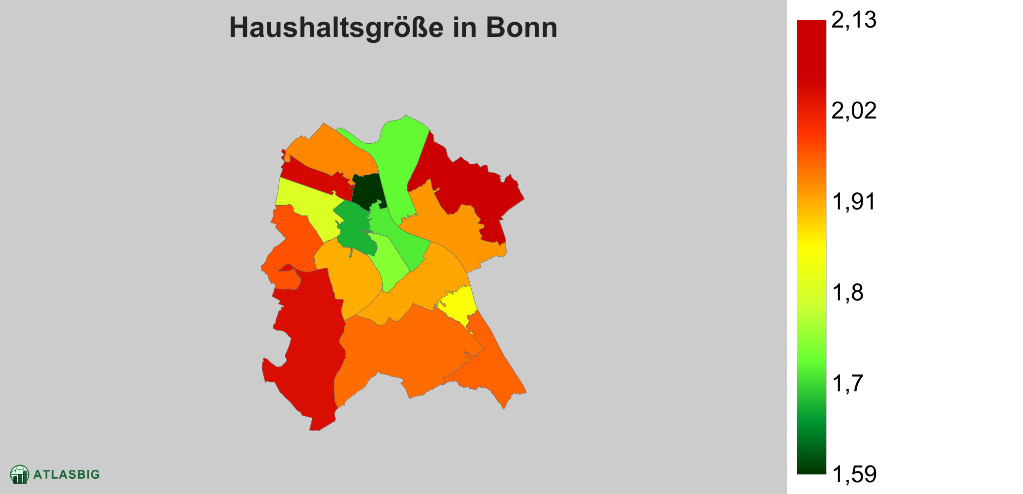 Durchschnittliche Haushaltsgröße in Bonn