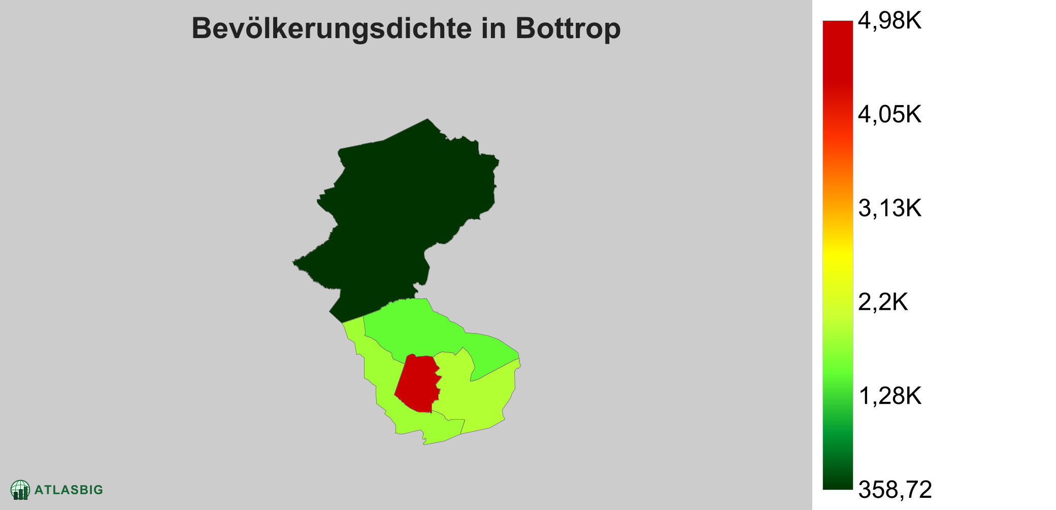 Bevölkerungsdichte in Bottrop: Die am dichtesten besiedelten Gebiete