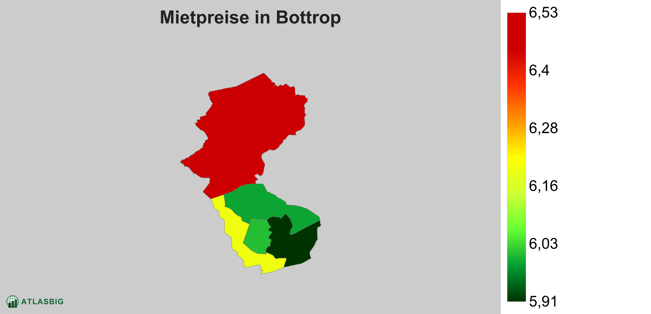 Mietpreise in Bottrop: Durchschnittliche Kaltmiete pro m²
