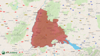 Karte des Regierungsbezirks Freiburg Thumbnail