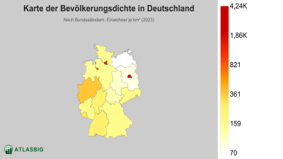 Karte der Bevölkerungsdichte in Deutschland