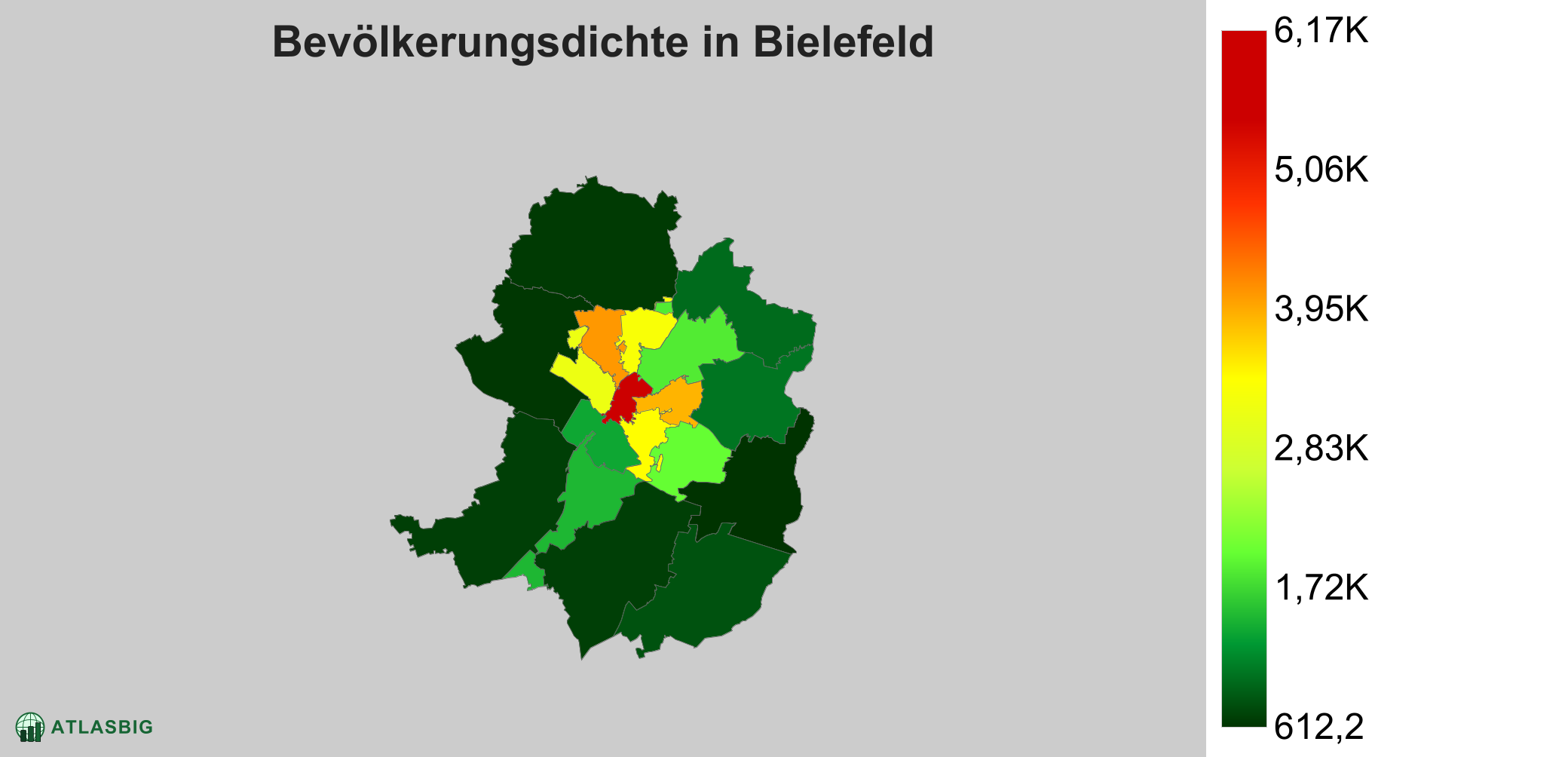 Bevölkerungsdichte in Bielefeld: Die am dichtesten besiedelten Gebiete