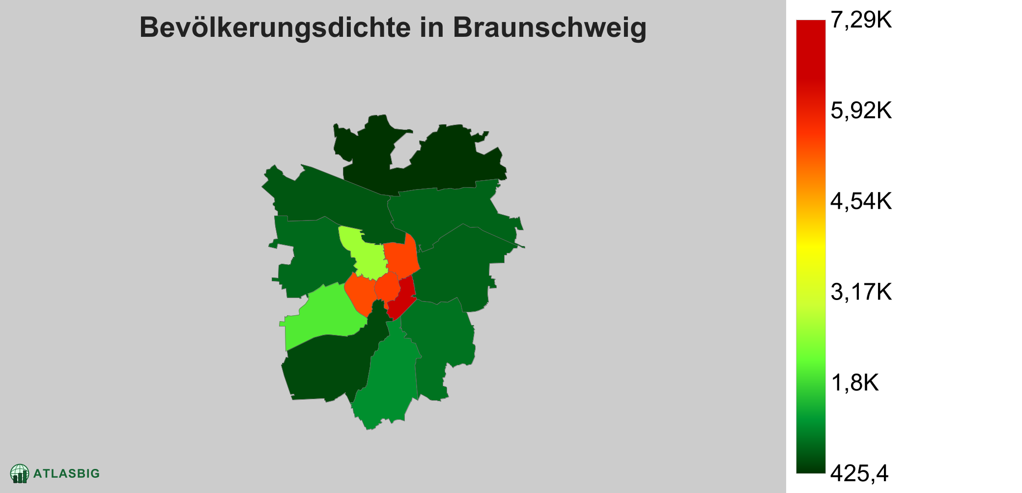 Bevölkerungsdichte in Braunschweig: Die am dichtesten besiedelten Gebiete