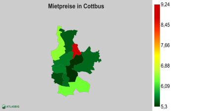 Mietpreise in Cottbus nach Postleitzahl Thumbnail