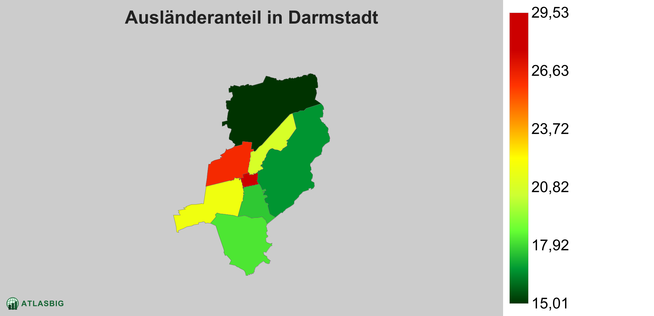 Ausländeranteil in Darmstadt: Wo die meisten Ausländer leben