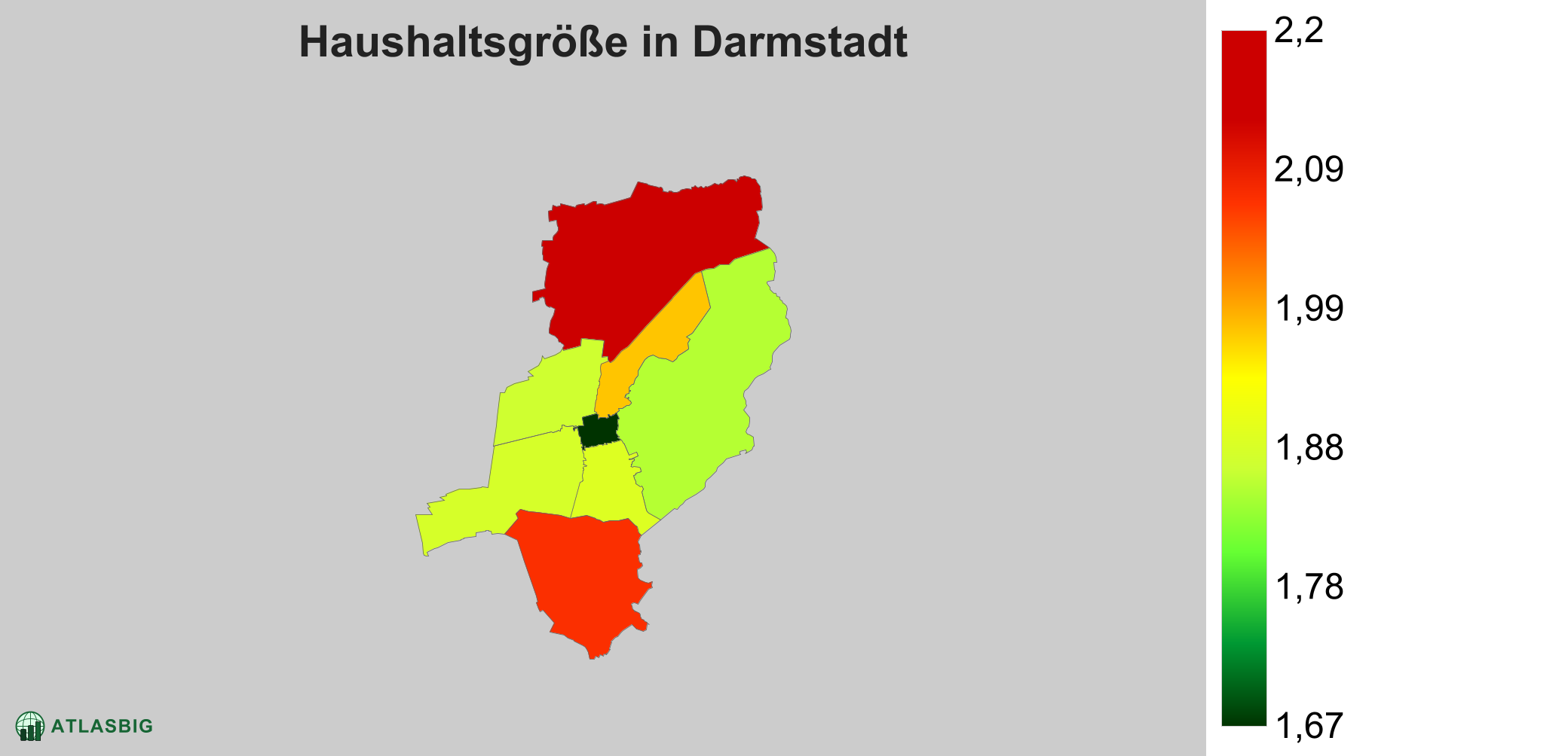 Durchschnittliche Haushaltsgröße in Darmstadt