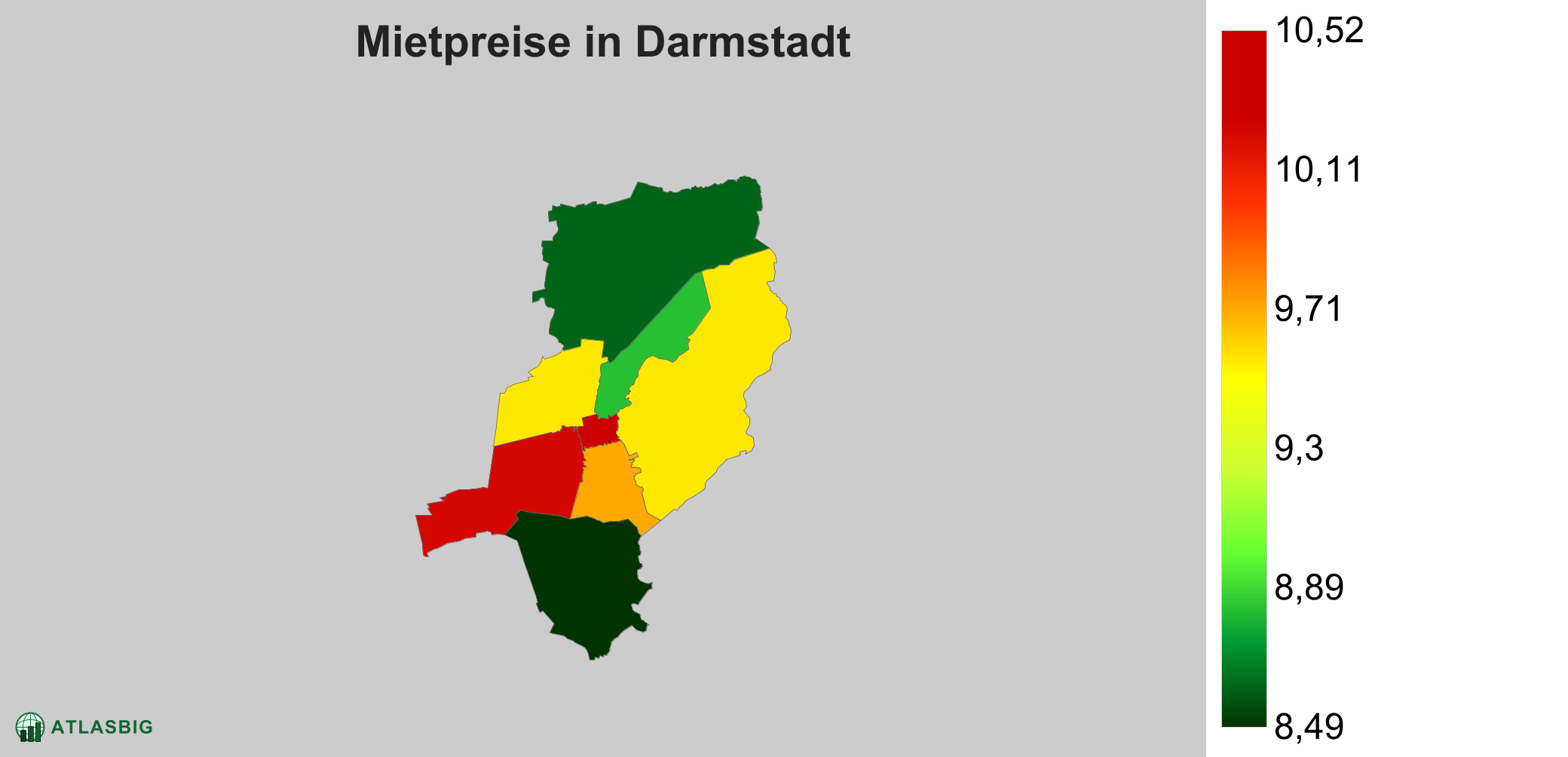 Mietpreise in Darmstadt: Durchschnittliche Kaltmiete pro m²