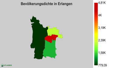 Bevölkerungsdichte in Erlangen nach Postleitzahl Thumbnail