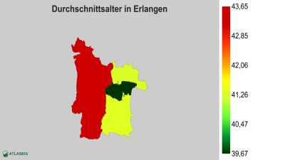 Durchschnittsalter in Erlangen nach Postleitzahl Thumbnail