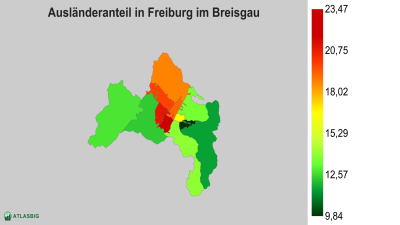 Ausländeranteil in Freiburg im Breisgau nach Postleitzahl Thumbnail