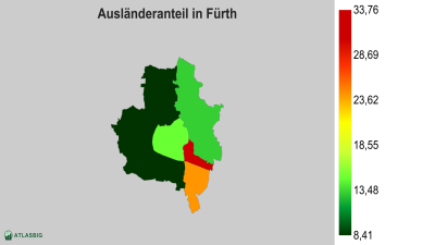 Ausländeranteil in Fürth nach Postleitzahl Thumbnail