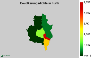 Bevölkerungsdichte in Fürth nach Postleitzahl Thumbnail
