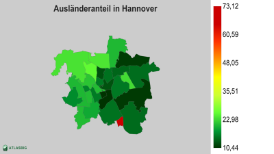 Ausländeranteil in Hannover nach Postleitzahl Thumbnail