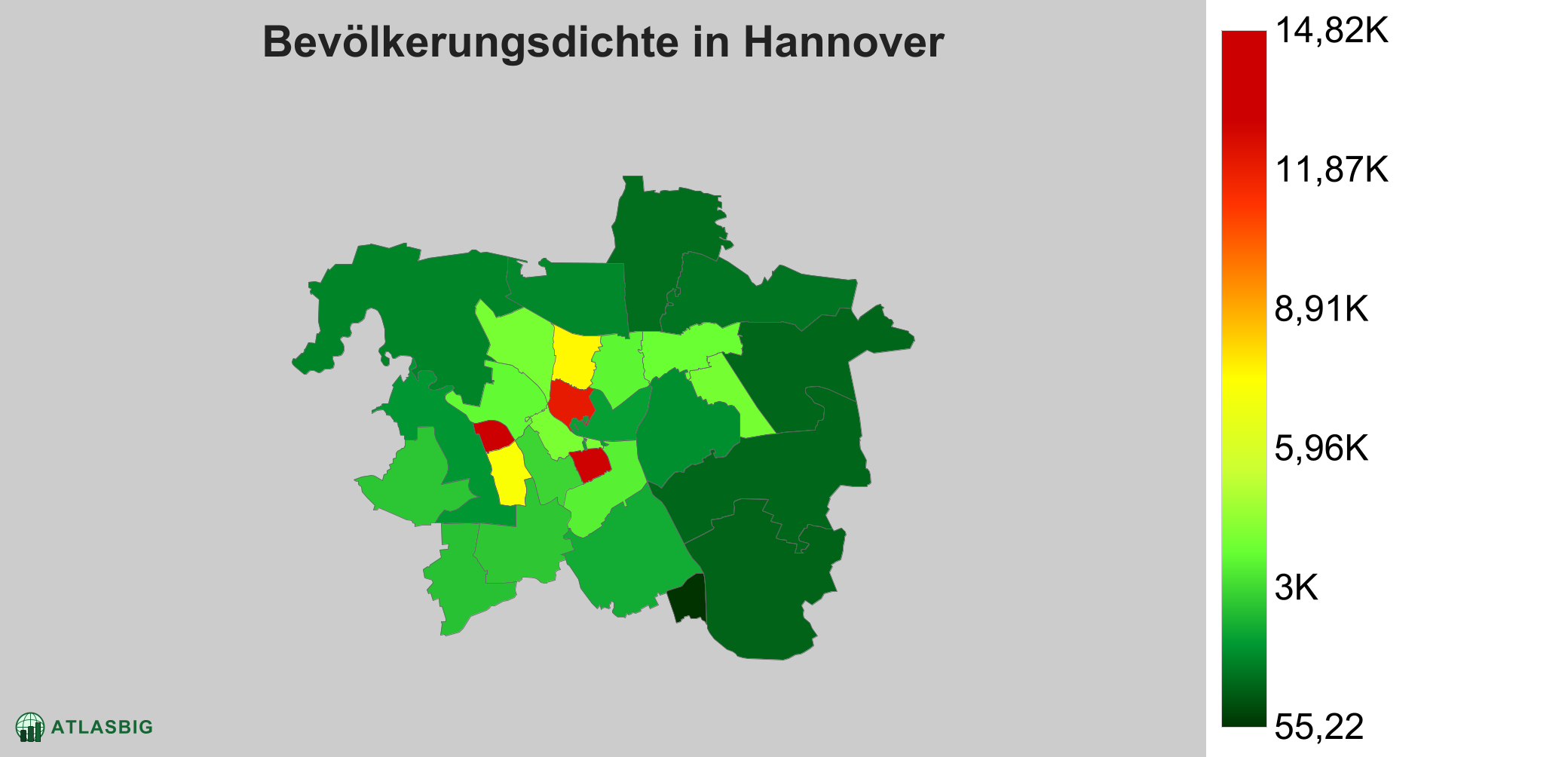 Bevölkerungsdichte in Hannover: Die am dichtesten besiedelten Gebiete
