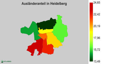 Ausländeranteil in Heidelberg nach Postleitzahl Thumbnail