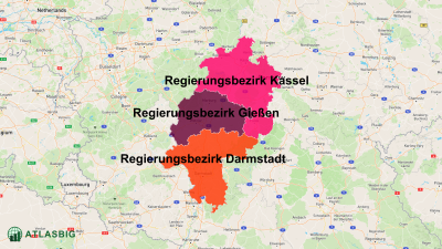 Karte der Regierungsbezirke in Hessen Thumbnail