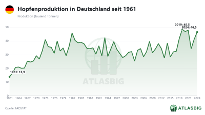 Hopfenproduktion in Deutschland seit 1961