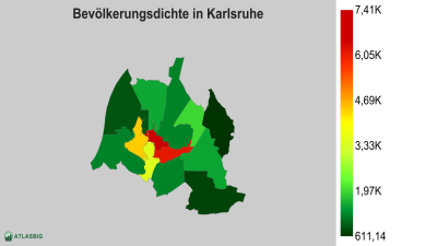 Bevölkerungsdichte in Karlsruhe nach Postleitzahl Thumbnail