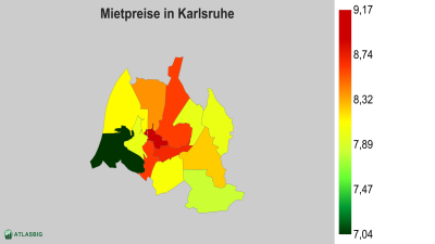 Mietpreise in Karlsruhe nach Postleitzahl Thumbnail
