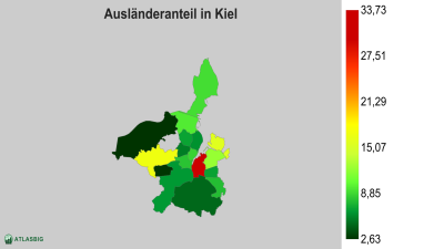 Ausländeranteil in Kiel nach Postleitzahl Thumbnail