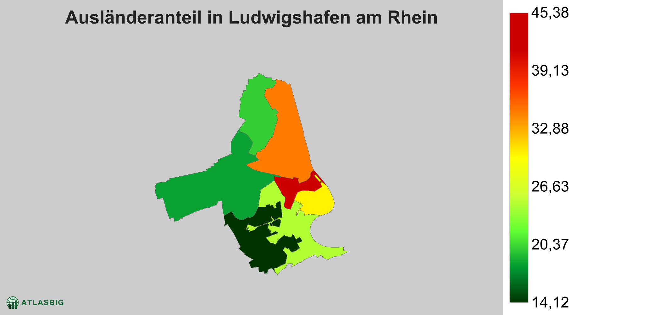 Ausländeranteil in Ludwigshafen am Rhein: Wo die meisten Ausländer leben