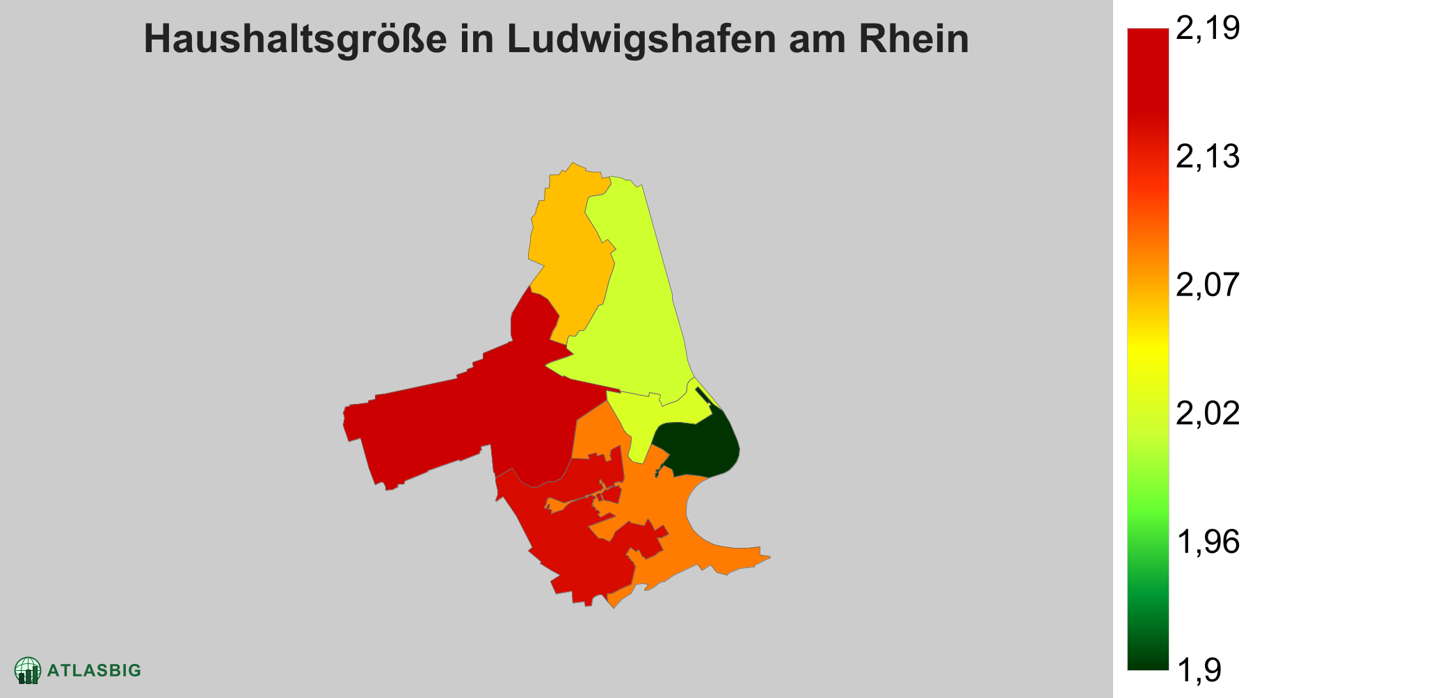Durchschnittliche Haushaltsgröße in Ludwigshafen am Rhein