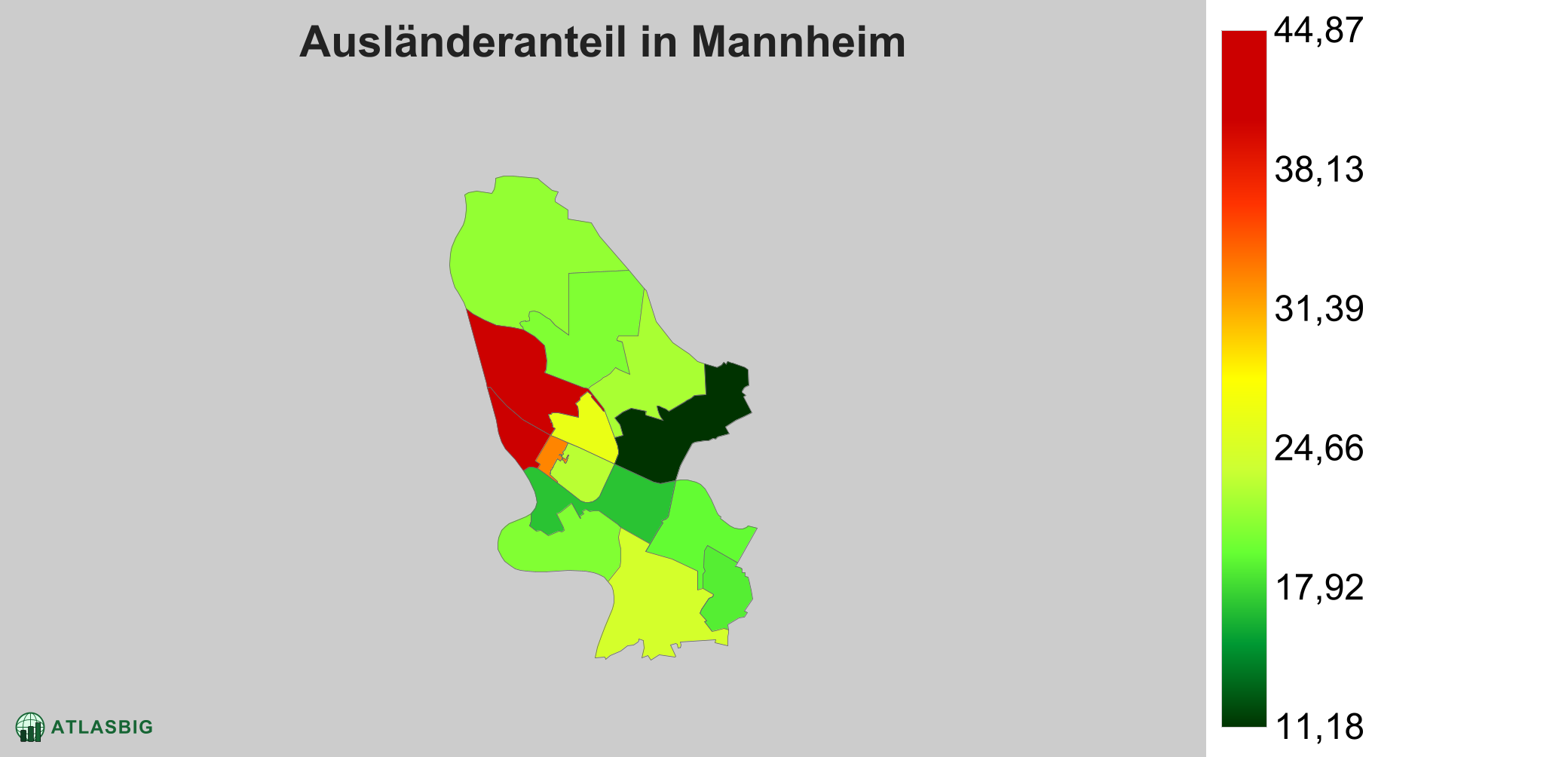 Ausländeranteil in Mannheim: Wo die meisten Ausländer leben