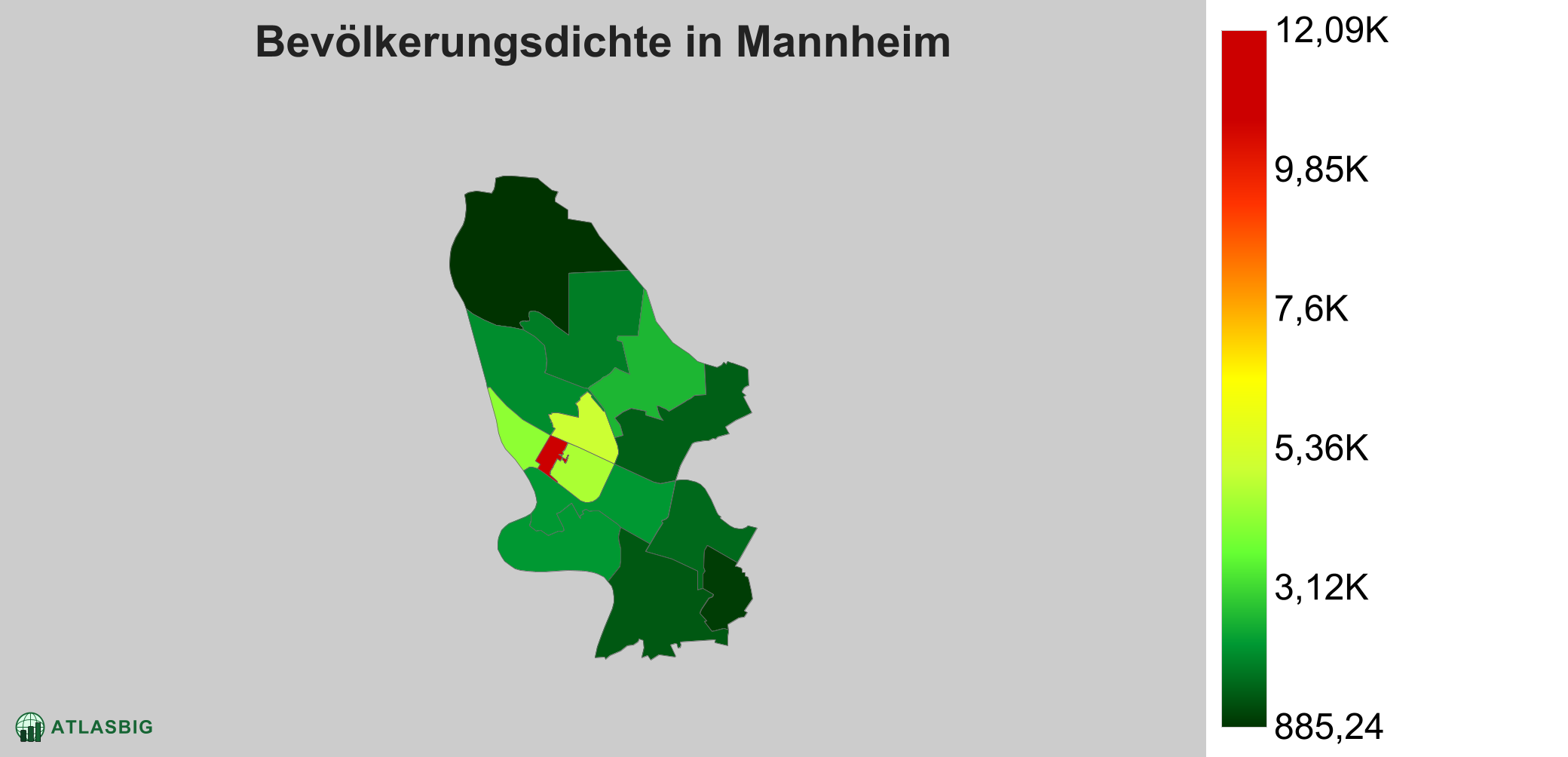 Bevölkerungsdichte in Mannheim: Die am dichtesten besiedelten Gebiete