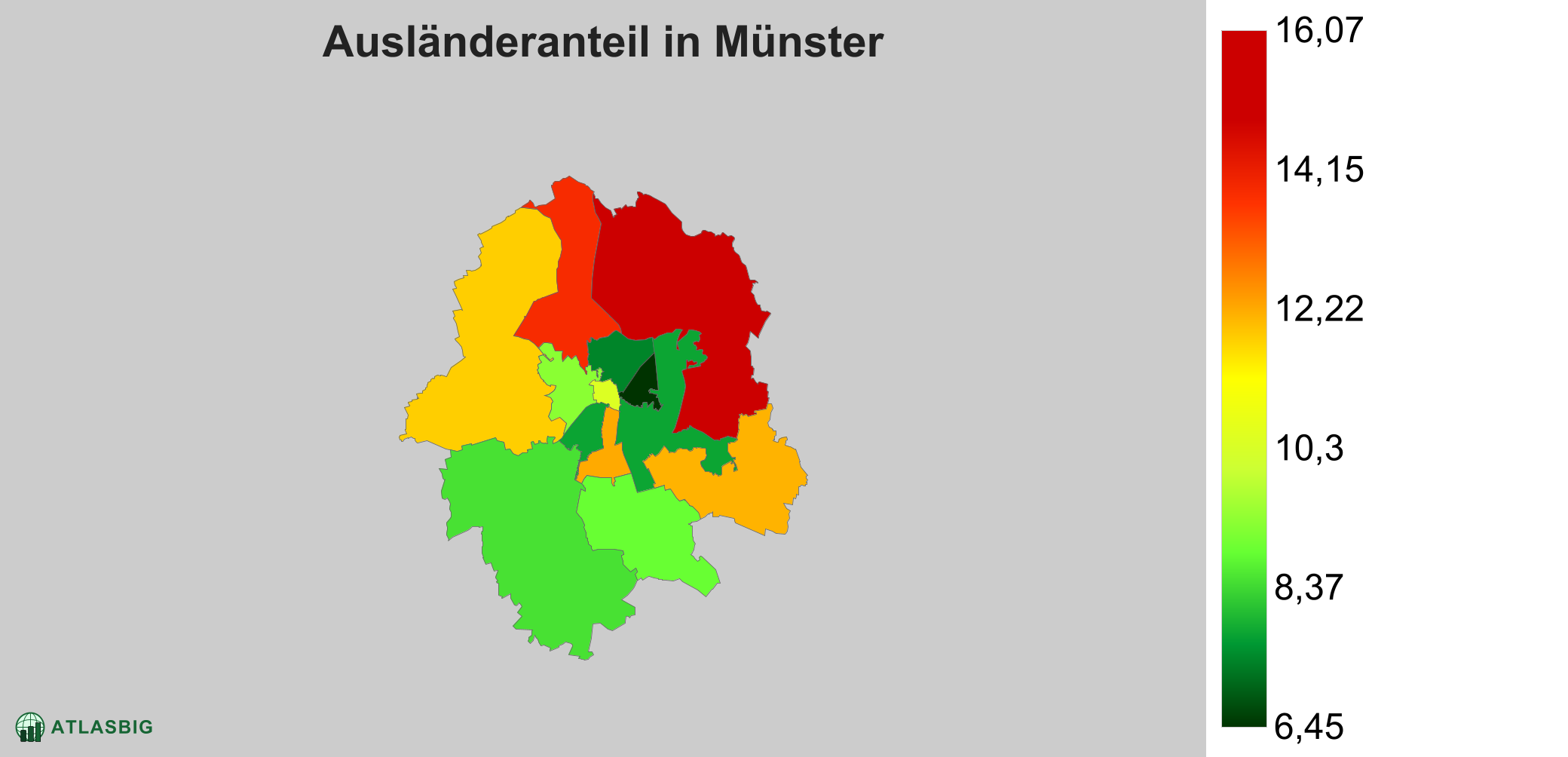 Ausländeranteil in Münster: Wo die meisten Ausländer leben