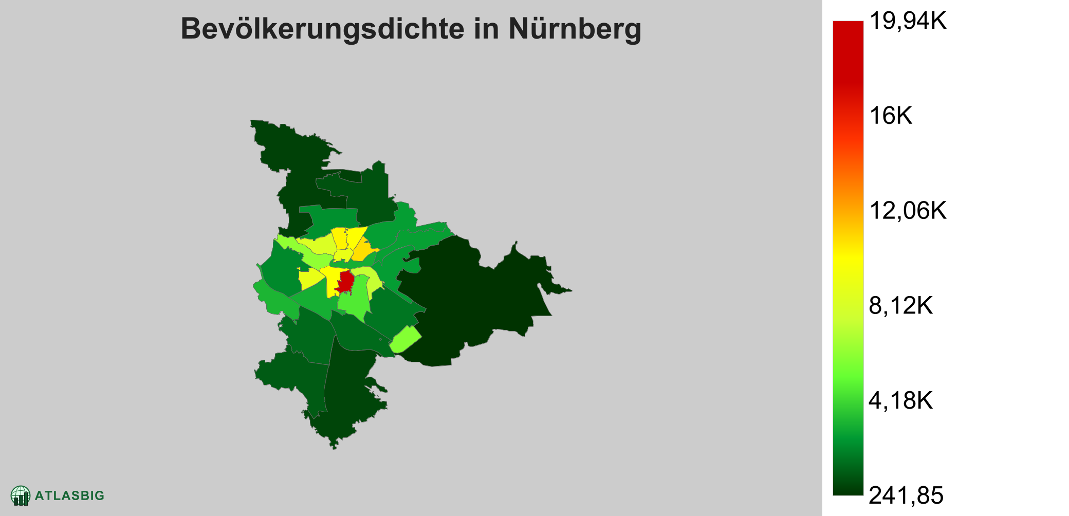 Bevölkerungsdichte in Nürnberg: Die am dichtesten besiedelten Gebiete