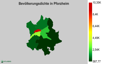 Bevölkerungsdichte in Pforzheim nach Postleitzahl Thumbnail