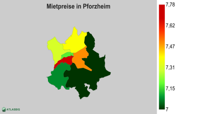 Mietpreise in Pforzheim nach Postleitzahl Thumbnail