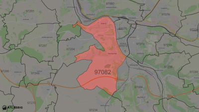 97082 mit angrenzenden Postleitzahlen Thumbnail