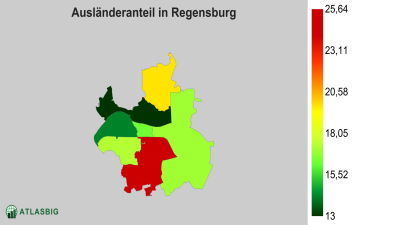 Ausländeranteil in Regensburg nach Postleitzahl Thumbnail