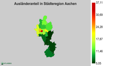 Ausländeranteil in Städteregion Aachen nach Postleitzahl Thumbnail