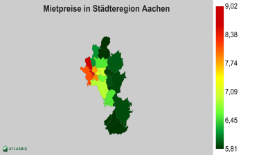 Mietpreise in Städteregion Aachen nach Postleitzahl Thumbnail