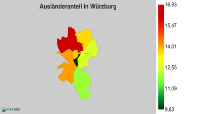 Ausländeranteil in Würzburg nach Postleitzahl Thumbnail