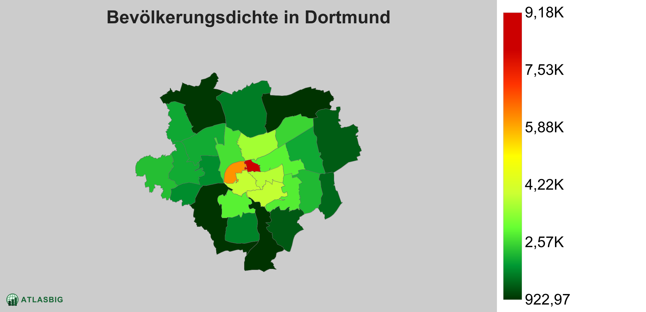 Bevölkerungsdichte in Dortmund: Die am dichtesten besiedelten Gebiete