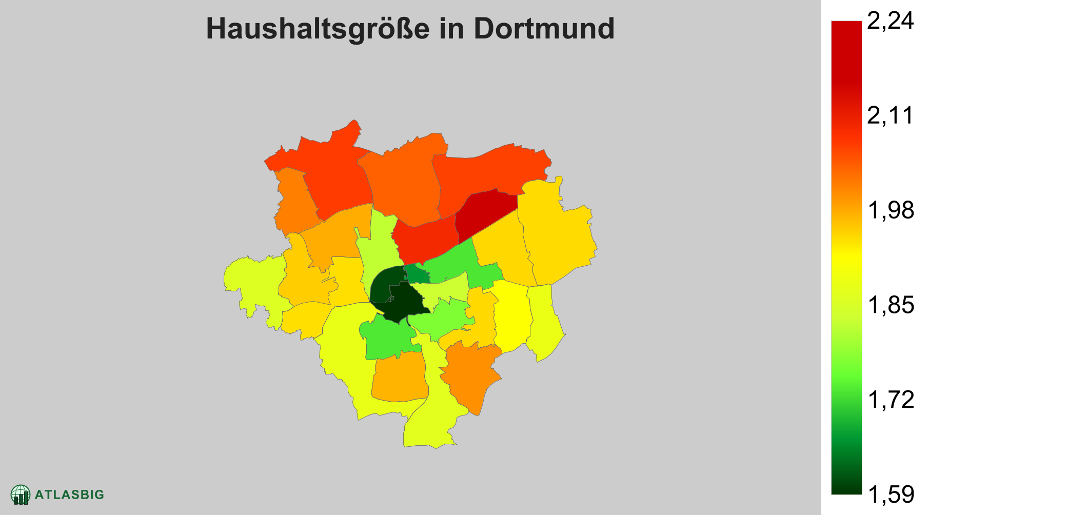 Durchschnittliche Haushaltsgröße in Dortmund