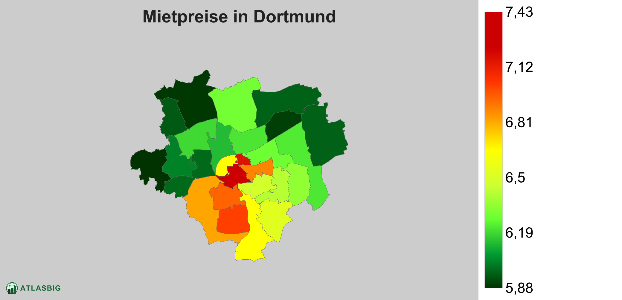 Mietpreise in Dortmund: Durchschnittliche Kaltmiete pro m²