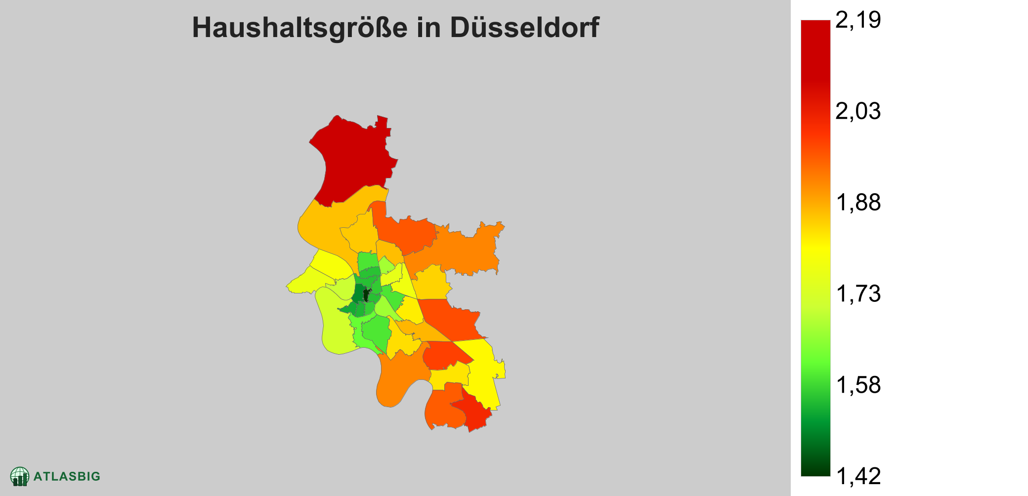 Durchschnittliche Haushaltsgröße in Düsseldorf