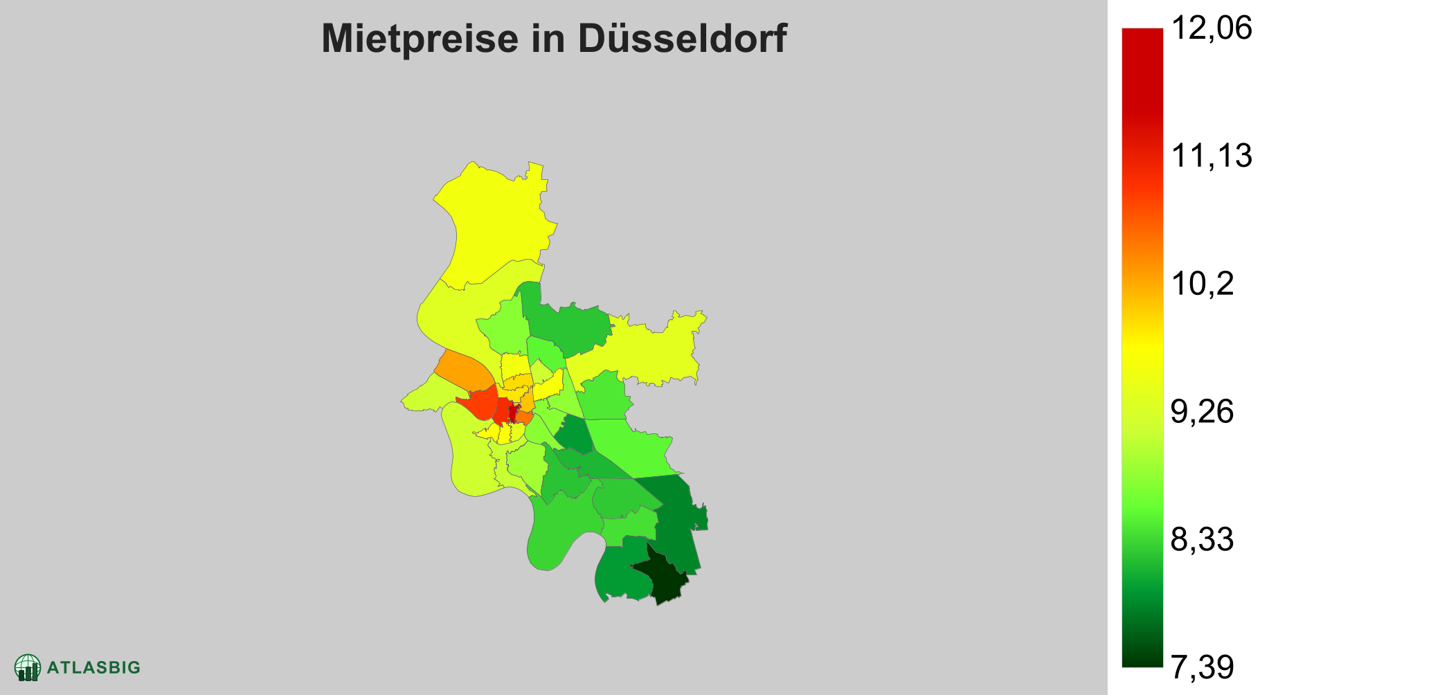 Mietpreise in Düsseldorf: Durchschnittliche Kaltmiete pro m²