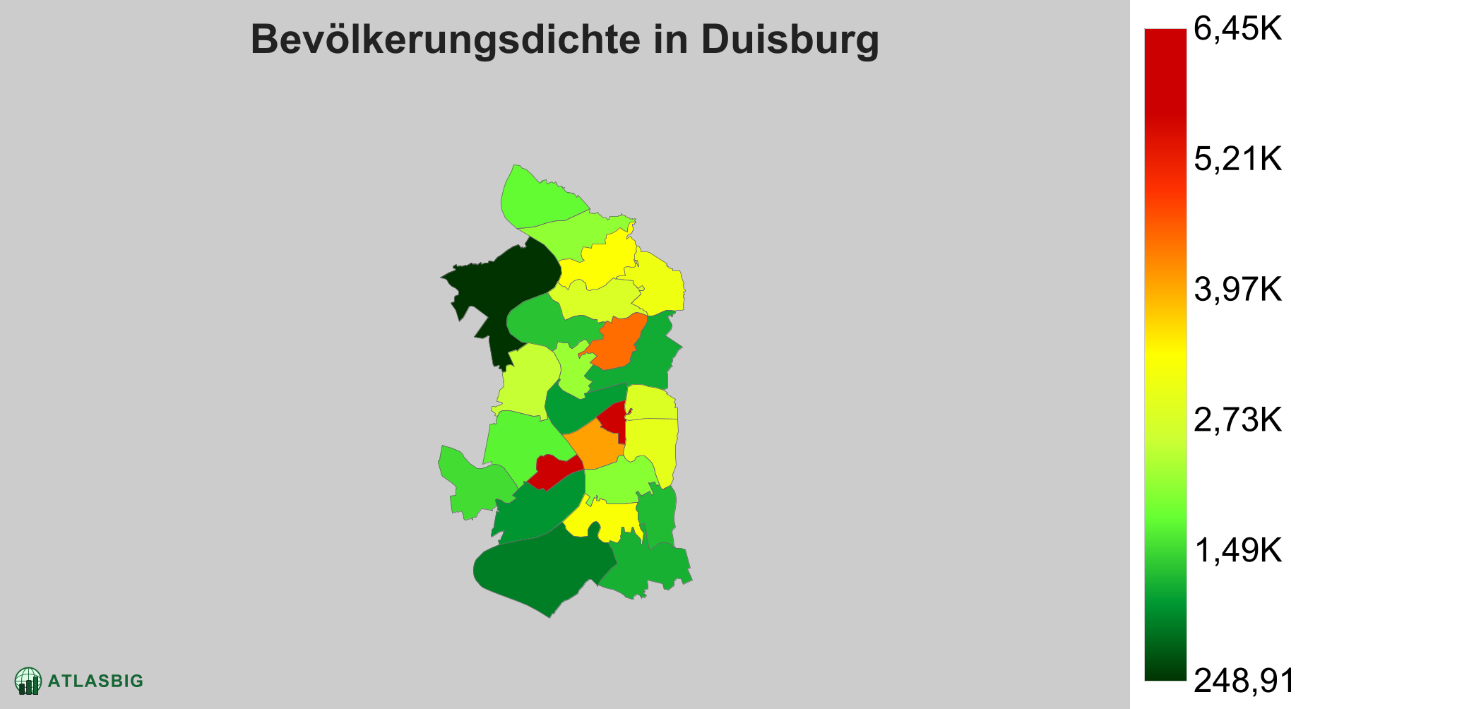 Bevölkerungsdichte in Duisburg: Die am dichtesten besiedelten Gebiete