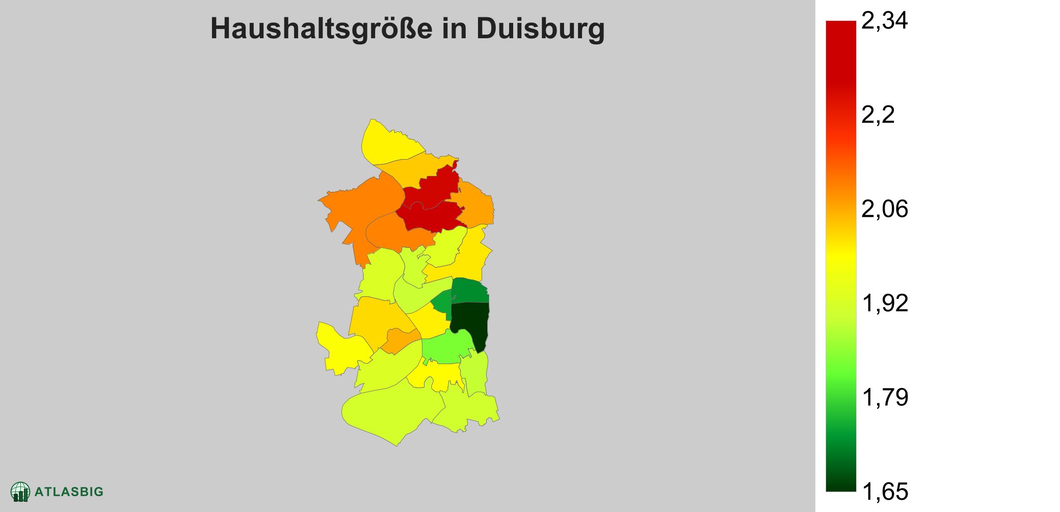 Durchschnittliche Haushaltsgröße in Duisburg