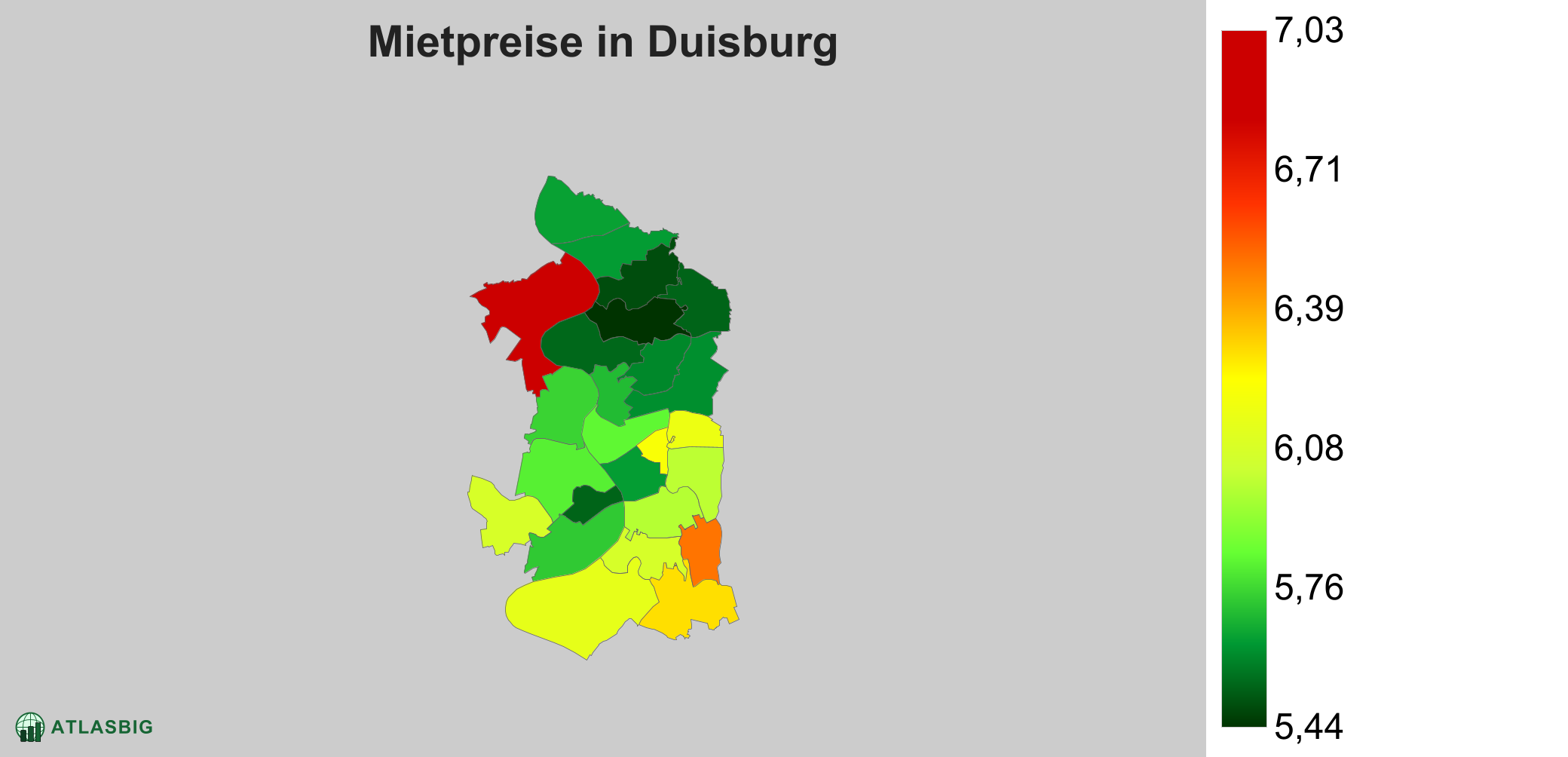 Mietpreise in Duisburg: Durchschnittliche Kaltmiete pro m²