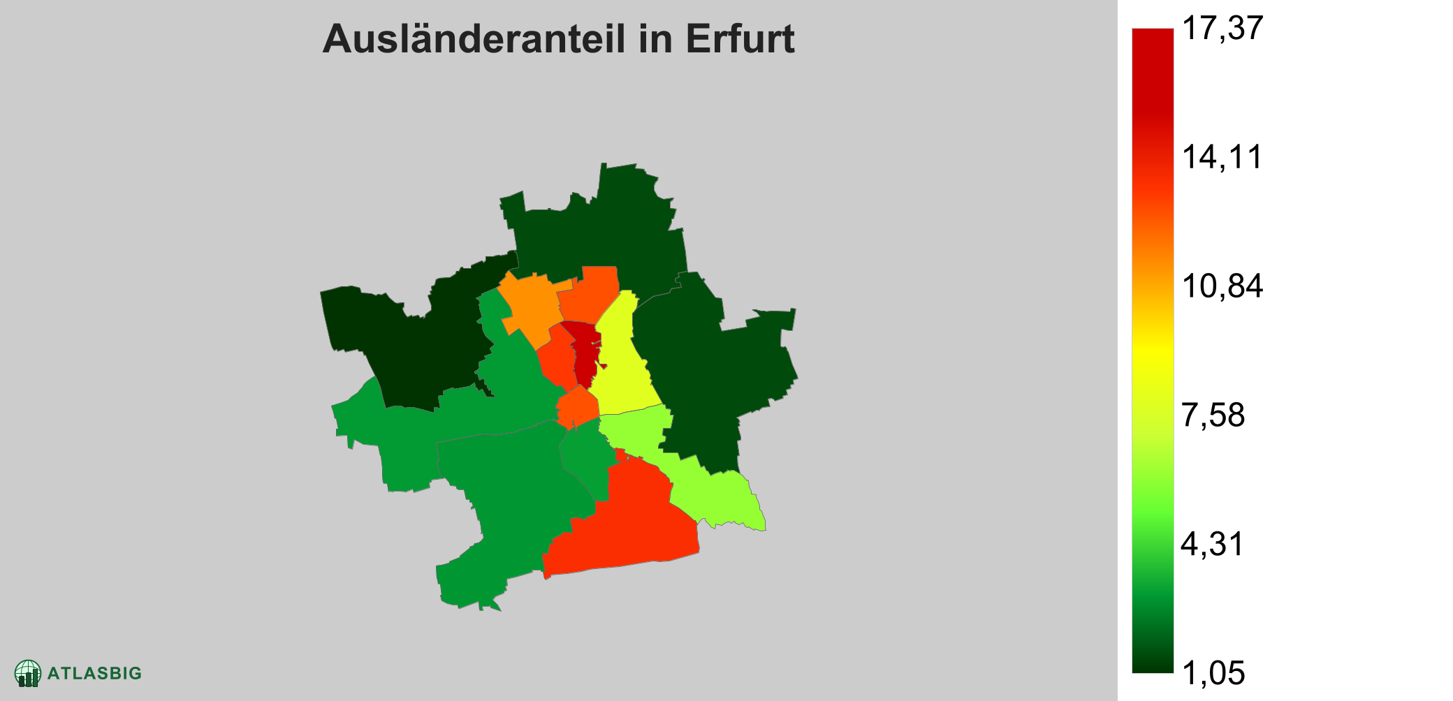 Ausländeranteil in Erfurt: Wo die meisten Ausländer leben